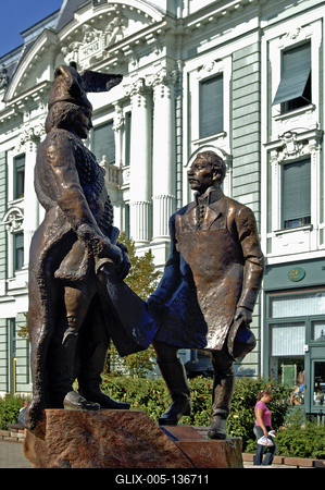 Nyíregyháza, a Városalapító atyák szobra-stock-foto