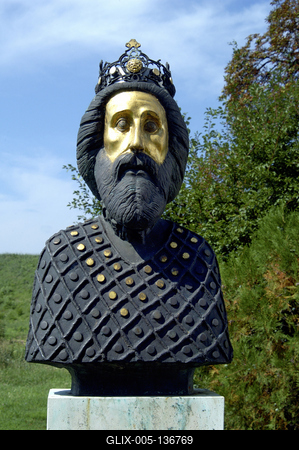 Szabolcs, Szent László szobra-stock-foto