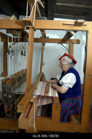 Hollókő, Szövőműhely-stock-foto