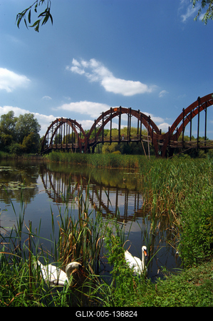 Kis-Balaton, a Kányavári-sziget hídja-stock-foto