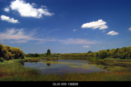 A Kis-Balaton látképe Zalaváron-stock-foto