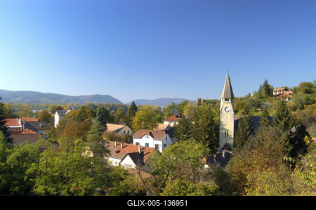 Zebegény látképe a Dunakanyarral-stock-foto