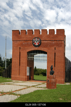 Nagykanizsa, Várkapu emlékmű-stock-foto