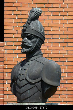 Nagykanizsa, Thúry György szobra (Várkapu emlékmű)-stock-foto