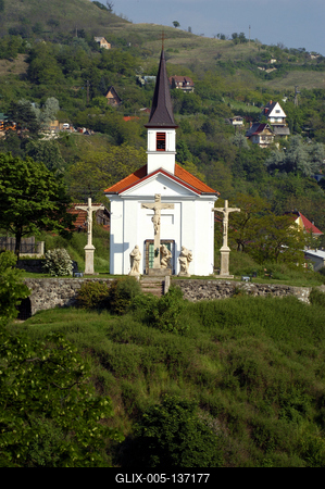 Esztergom, a Szent Tamás-hegyi kápolna-stock-foto