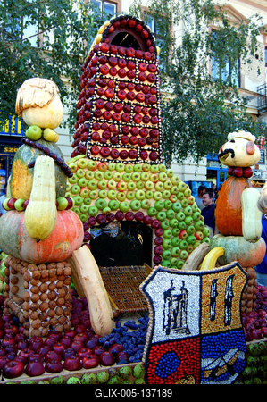 Gyümölcskarnevál Nyíregyháza belvárosában-stock-foto