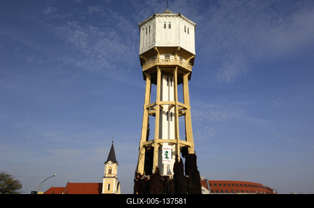 A víztorony Siófok belvárosában-stock-foto