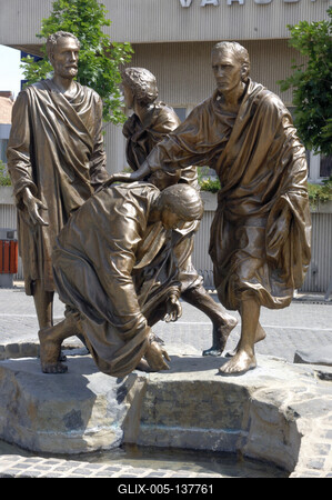 Szombathelyi polgárok szoborcsoport-stock-foto