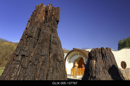 Ipolytarnóc, ősfenyő maradványok-stock-foto