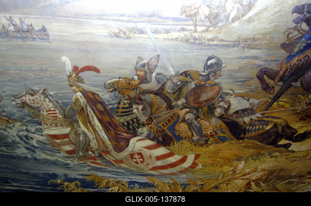 Vaja, Vay-kastély - Lohr Ferenc freskója-stock-foto