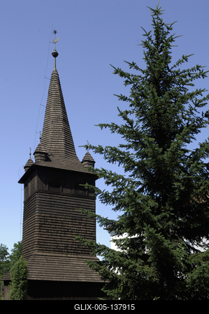 Szabolcsbáka, a református templom haranglába-stock-foto