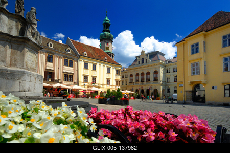 Sopron belvárosa (Fő tér)-stock-foto
