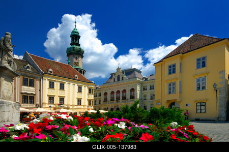 Sopron belvárosa (Fő tér)-stock-foto
