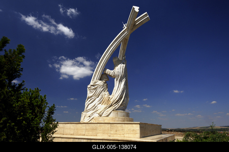 Esztergom, István megkoronázása című szobor-stock-foto