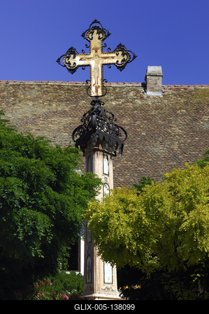 Szentendre, Kalmár-kereszt a Fő téren-stock-foto