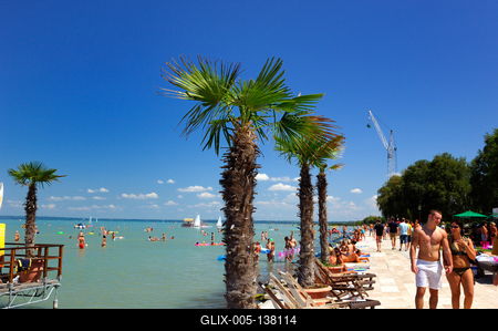 Siófok, a nagystrand (Siófok Beach)-stock-foto