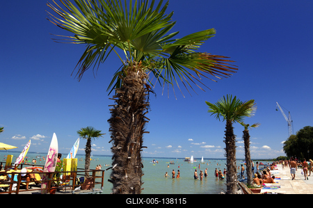 Siófok, a nagystrand (Siófok Beach)-stock-foto