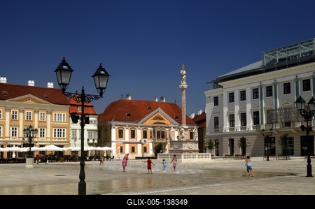 Győr, Széchenyi tér-stock-foto