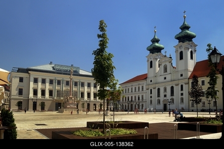 Győr, Széchenyi tér-stock-foto