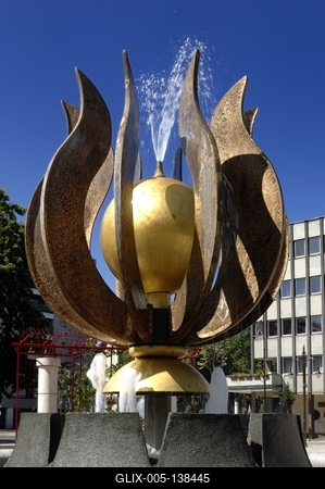 Zalaegerszeg, Göcseji tulipán-szökőkút-stock-foto