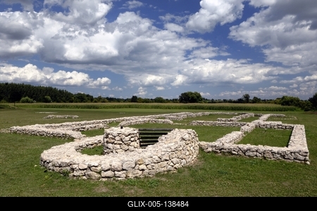 Zalavár, Szent Adorján-bazilika romjai-stock-foto