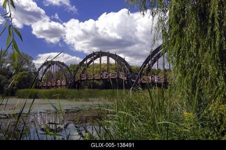 Kis-Balaton, a Kányavári-sziget hídja-stock-foto