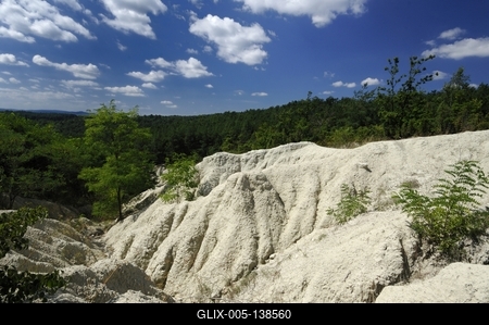 Riolit-tufa képződmény Kazáron-stock-foto