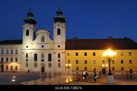 Győr belvárosa, Széchenyi tér-stock-foto