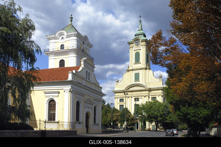 Evangélikus templomok Békéscsabán-stock-foto