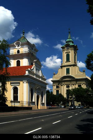 Evangélikus templomok Békéscsabán-stock-foto
