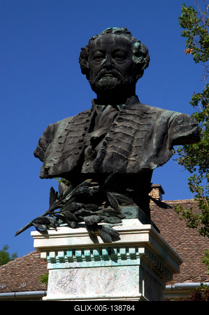 Gyula, Erkel Ferenc zeneszerző mellszobra-stock-foto