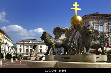 Szeged, Millenniumi díszkút-stock-foto