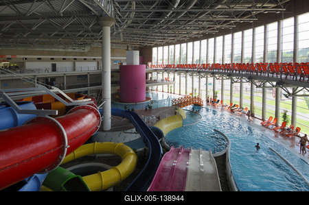 Szeged, Napfényfürdő Aquapolis-stock-foto