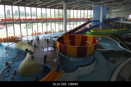 Szeged, Napfényfürdő Aquapolis-stock-foto