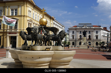 Szeged, Millenniumi díszkút-stock-foto