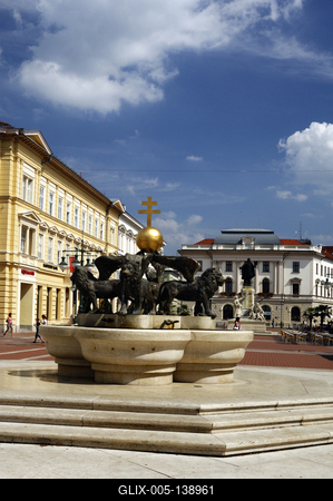 Szeged, Millenniumi díszkút-stock-foto