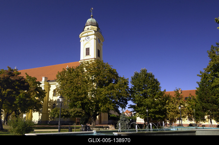 Szentes, Református nagytemplom-stock-foto