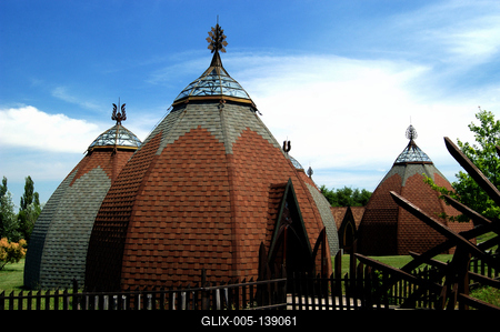 Csete-jurták a Nemzeti Történeti Emlékparkban-stock-foto