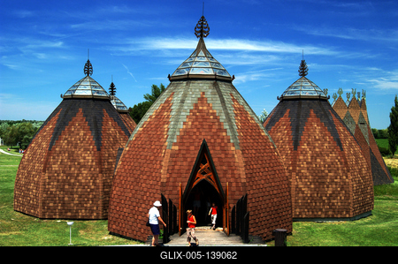 Csete-jurták a Nemzeti Történeti Emlékparkban-stock-foto