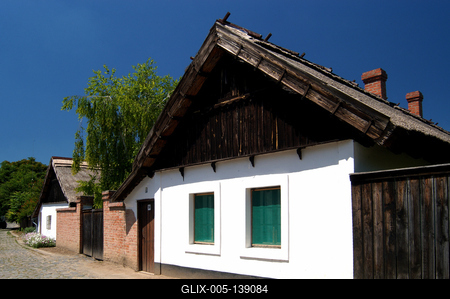 Csongrád - Belsőváros, népi lakóházak-stock-foto