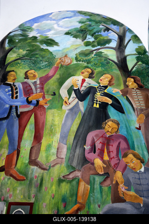 Freskók a Debreceni Református Kollégiumban-stock-foto