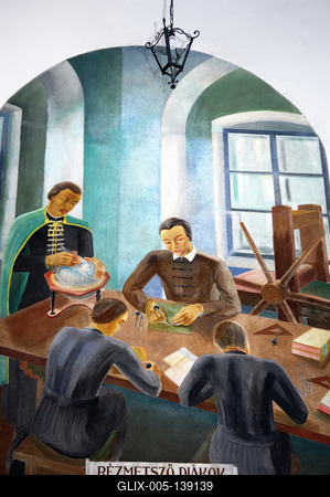 Freskók a Debreceni Református Kollégiumban-stock-foto