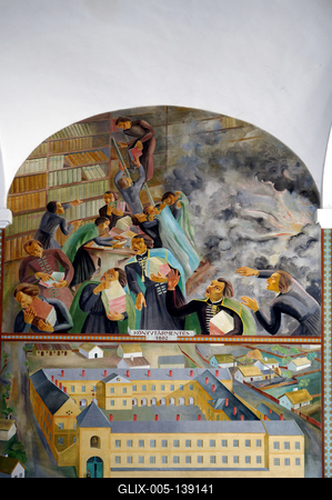 Freskók a Debreceni Református Kollégiumban-stock-foto