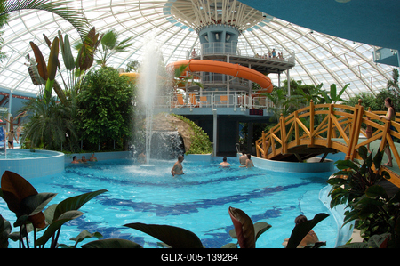 Debrecen, Aquaticum Mediterrán Élményfürdő-stock-foto