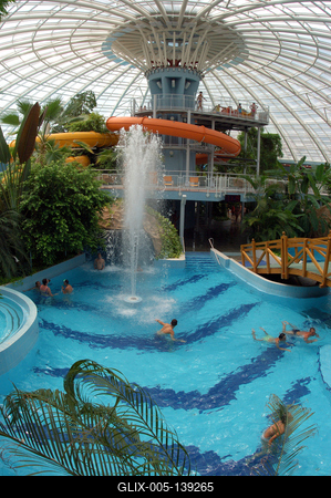 Debrecen, Aquaticum Mediterrán Élményfürdő-stock-foto