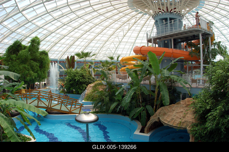 Debrecen, Aquaticum Mediterrán Élményfürdő-stock-foto