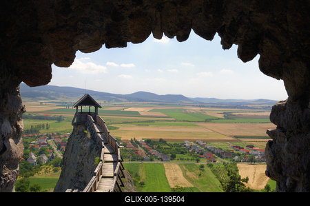 Boldogkőváralja látványa Boldogkő várából-stock-foto