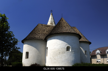 Rábaszentmiklós, Szent Miklós körkápolna-stock-foto