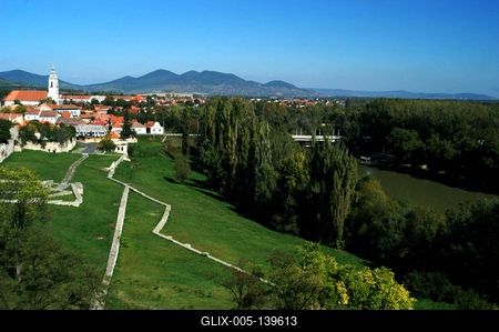 Sárospatak látványa a Rákóczi-várból-stock-foto