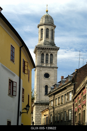 Az Evangélikus templom Sopron belvárosában-stock-foto